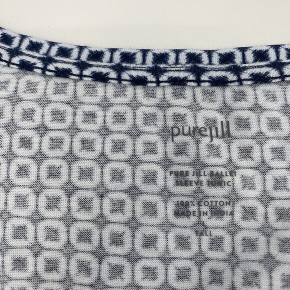 J. Jill Size Large Tall Pure Jill Ballet Sleeve Tunic True Navy Medallion Geo LT - Picture 4 of 10